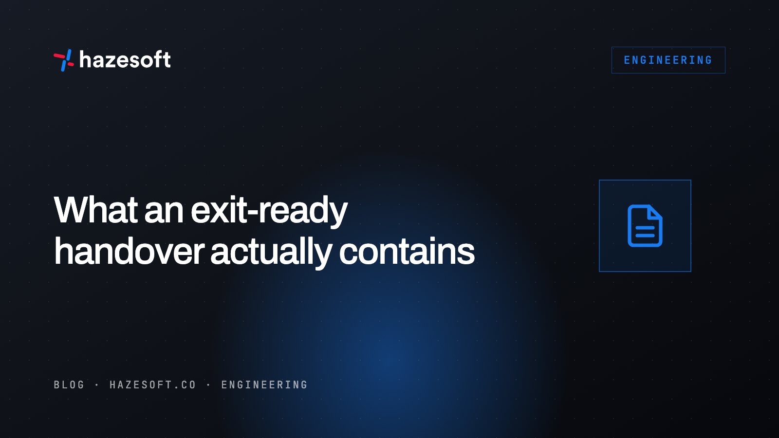 What an exit-ready handover actually contains